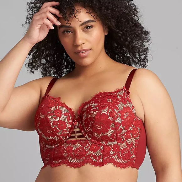 Lane Bryant Scallop Lace Lightly Lined Longline Balconette Bra Size 44F - Picture 1 of 7